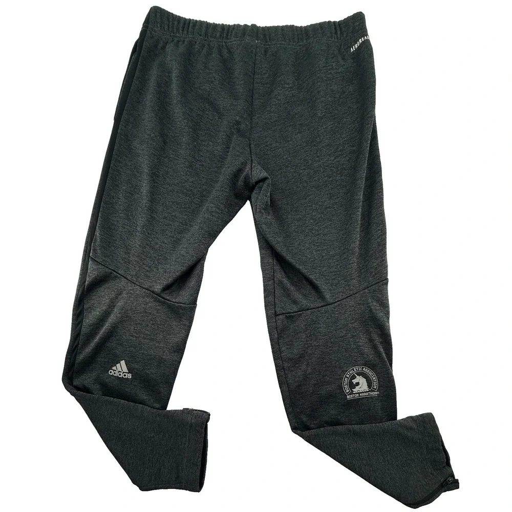 Adidas Boston Marathon Joggers Mens‎ M Gray Athletic Sweatpants Logo